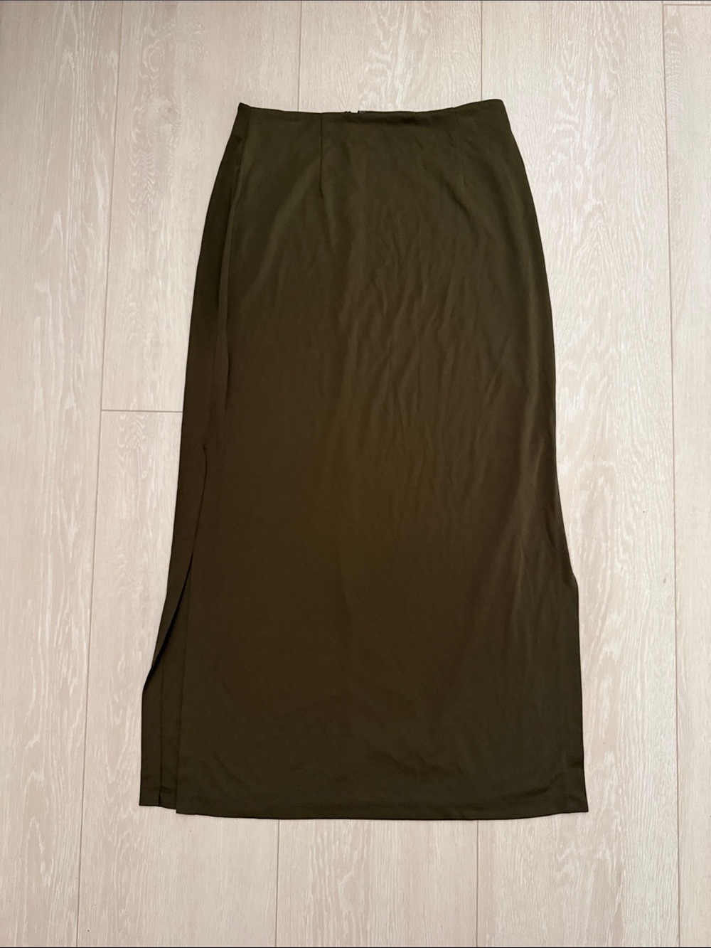 Ann Taylor Olive Midi Skirt with Side Slit